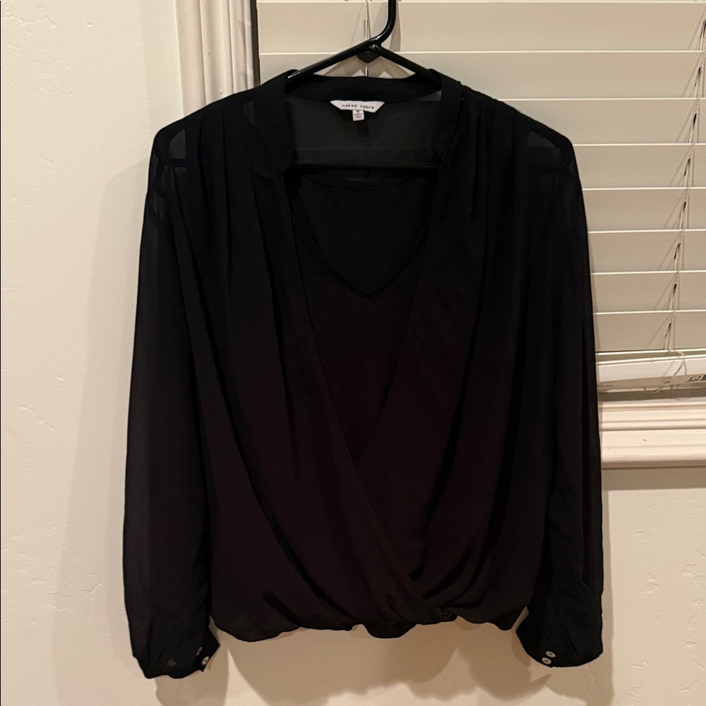 Naked Zebra Black Wrap Blouse